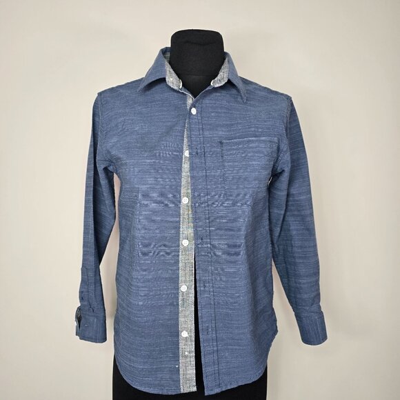 pd & c Big Boy Short Sleeves Button Down Blue Shirt Size 10/12 - Picture 1 of 7